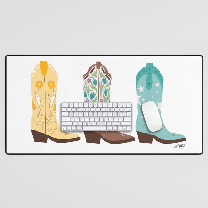 Cowboy Boots Illustration (Bright Palette) Desk Mat Gallery Image 1