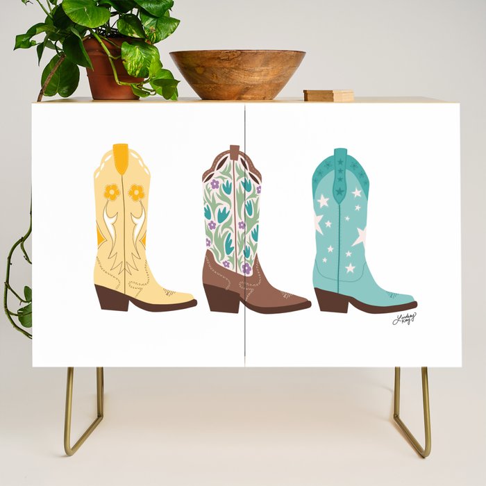 Cowboy Boots Illustration (Bright Palette) Credenza