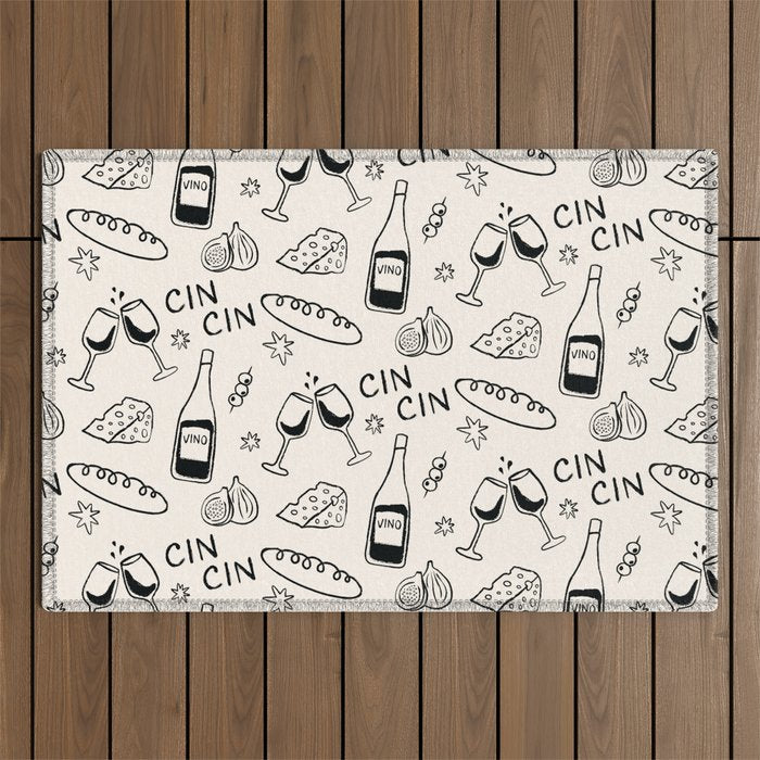 Cheers. Cheese and Wine Outdoor Rug Gallery Image 1