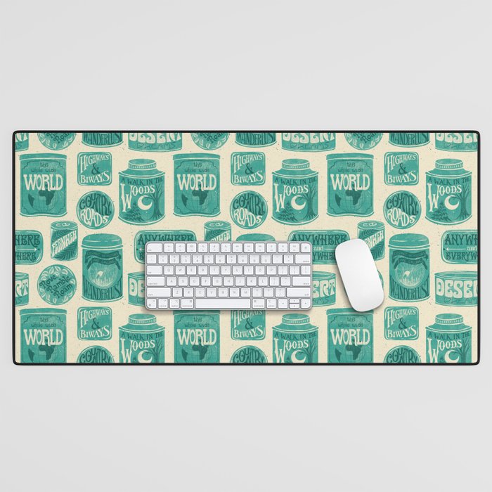 Vagabondâs Cupboard - teal and cream Desk Mat Gallery Image 1