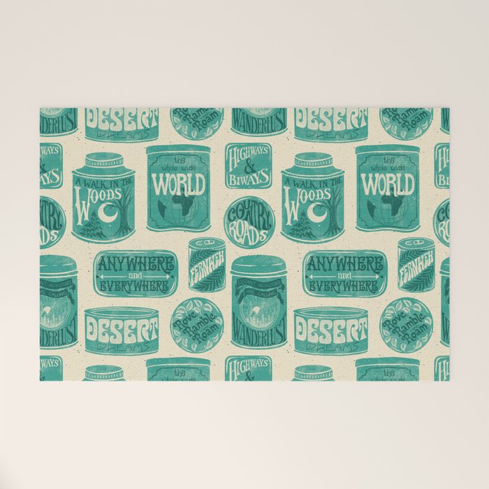 Vagabondâs Cupboard - teal and cream Welcome Mat Gallery Image 1