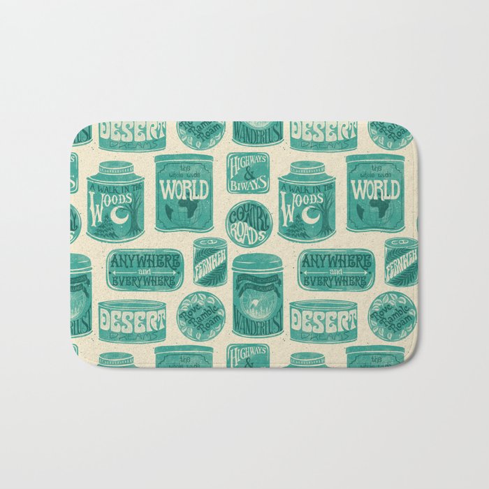 Vagabondâs Cupboard - teal and cream Bath Mat Gallery Image 1