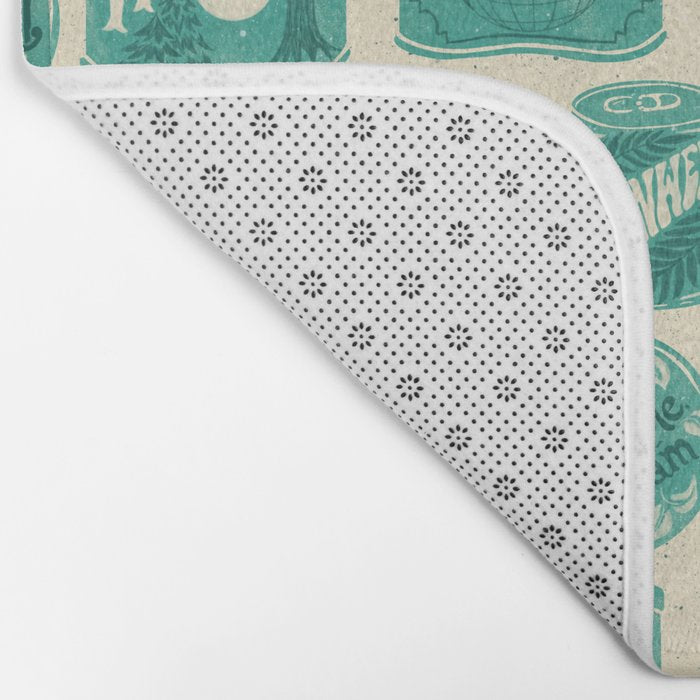 Vagabondâs Cupboard - teal and cream Bath Mat Gallery Image 2