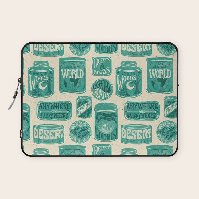 Vagabondâs Cupboard - teal and cream Laptop Sleeve Gallery Image 1