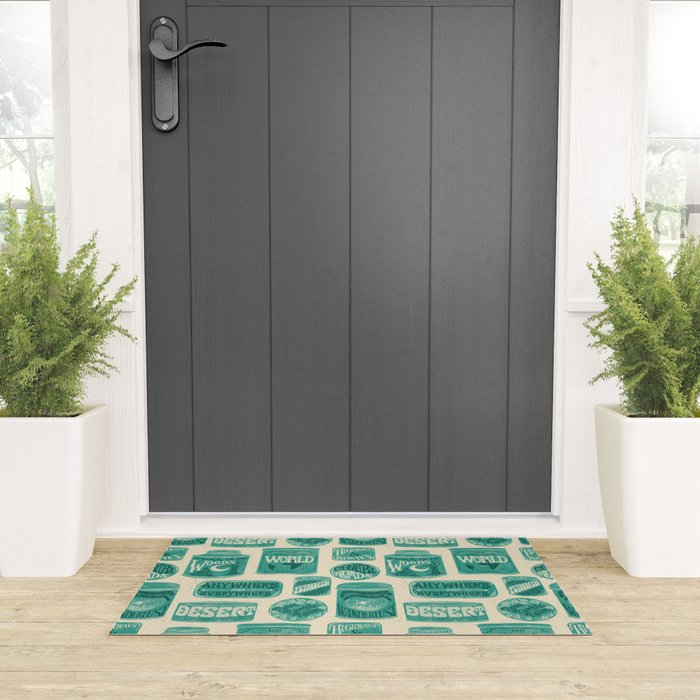 Vagabondâs Cupboard - teal and cream Welcome Mat Gallery Image 3