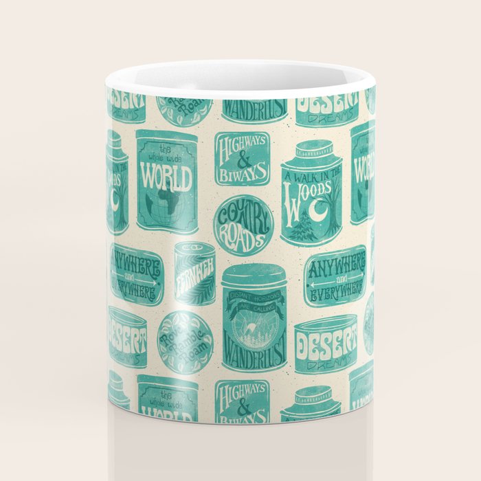 Vagabondâs Cupboard - teal and cream Coffee Mug Gallery Image 4