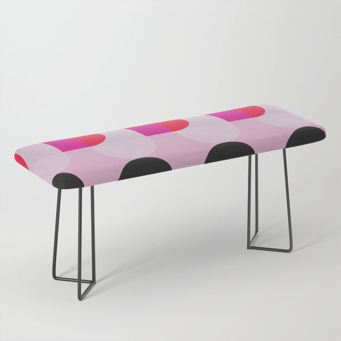 Mid Century Modern Pink Red Black Geometric Bench Gallery Image 1
