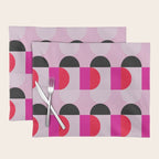 Mid Century Modern Pink Red Black Geometric Placemat Gallery Image 1