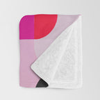 Mid Century Modern Pink Red Black Geometric Throw Blanket Gallery Image 3