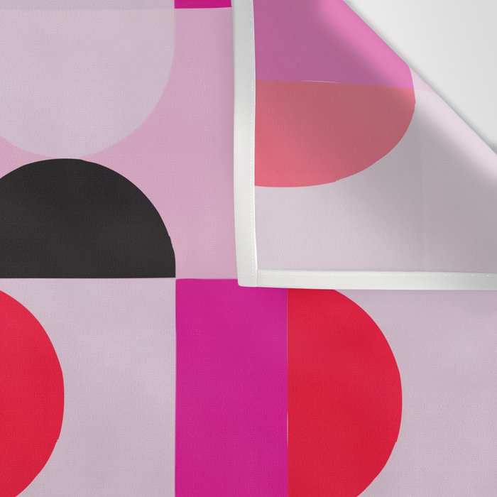 Mid Century Modern Pink Red Black Geometric Wall Tapestry Gallery Image 3