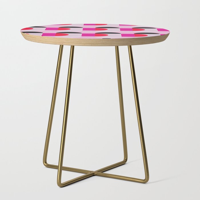Mid Century Modern Pink Red Black Geometric Side Table Gallery Image 1