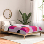 Mid Century Modern Pink Red Black Geometric Comforter Gallery Image 2