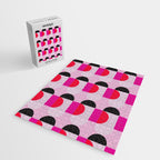 Mid Century Modern Pink Red Black Geometric Jigsaw Puzzle Gallery Image 2