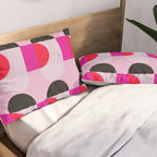 Mid Century Modern Pink Red Black Geometric Pillow Sham Gallery Image 2