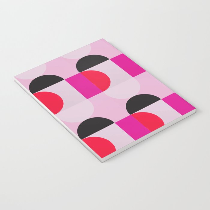 Mid Century Modern Pink Red Black Geometric Notebook Gallery Image 3