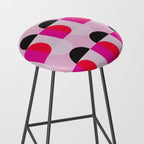 Mid Century Modern Pink Red Black Geometric Stool Gallery Image 2