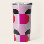 Mid Century Modern Pink Red Black Geometric Travel Mug Gallery Image 2