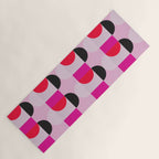 Mid Century Modern Pink Red Black Geometric Yoga Mat Gallery Image 1