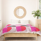 Mid Century Modern Pink Red Black Geometric Duvet Cover Gallery Image 3