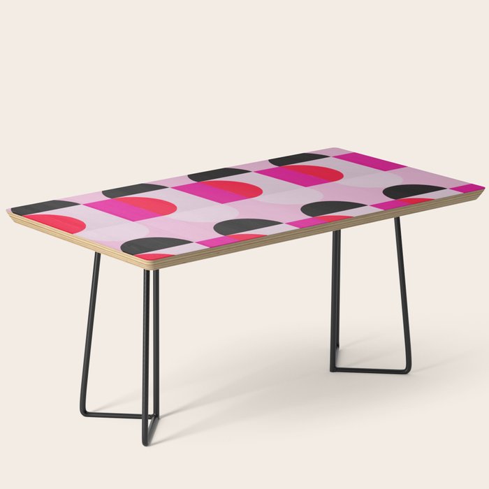 Mid Century Modern Pink Red Black Geometric Coffee Table Gallery Image 1