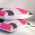 Mid Century Modern Pink Red Black Geometric Pillow Sham Gallery Image 3