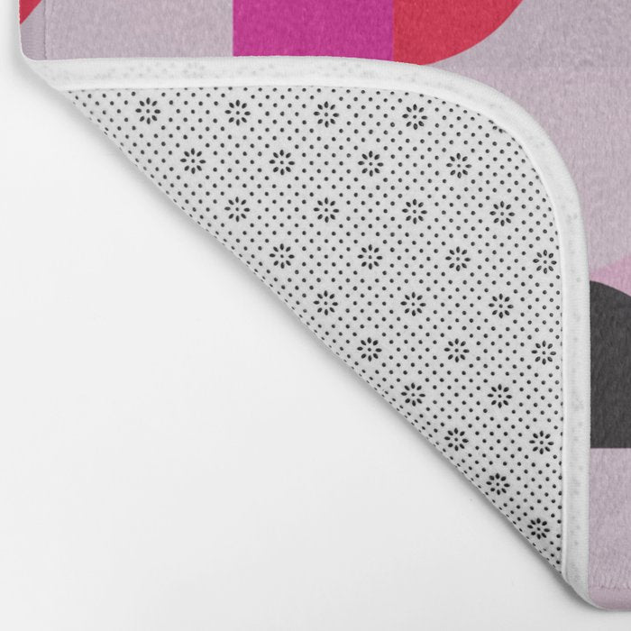 Mid Century Modern Pink Red Black Geometric Bath Mat Gallery Image 2