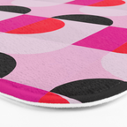 Mid Century Modern Pink Red Black Geometric Bath Mat Gallery Image 3