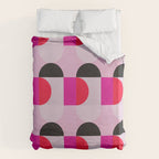 Mid Century Modern Pink Red Black Geometric Duvet Cover Gallery Image 6