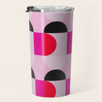 Mid Century Modern Pink Red Black Geometric Travel Mug Gallery Image 3