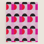 Mid Century Modern Pink Red Black Geometric Jigsaw Puzzle Gallery Image 1