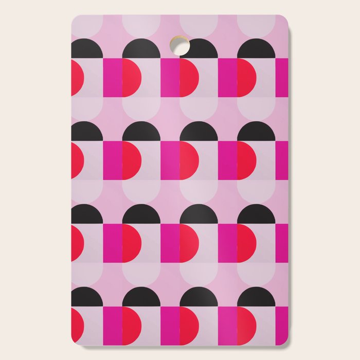 Mid Century Modern Pink Red Black Geometric Cutting Board Gallery Image 1