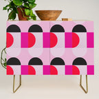 Mid Century Modern Pink Red Black Geometric Credenza Gallery Image 1