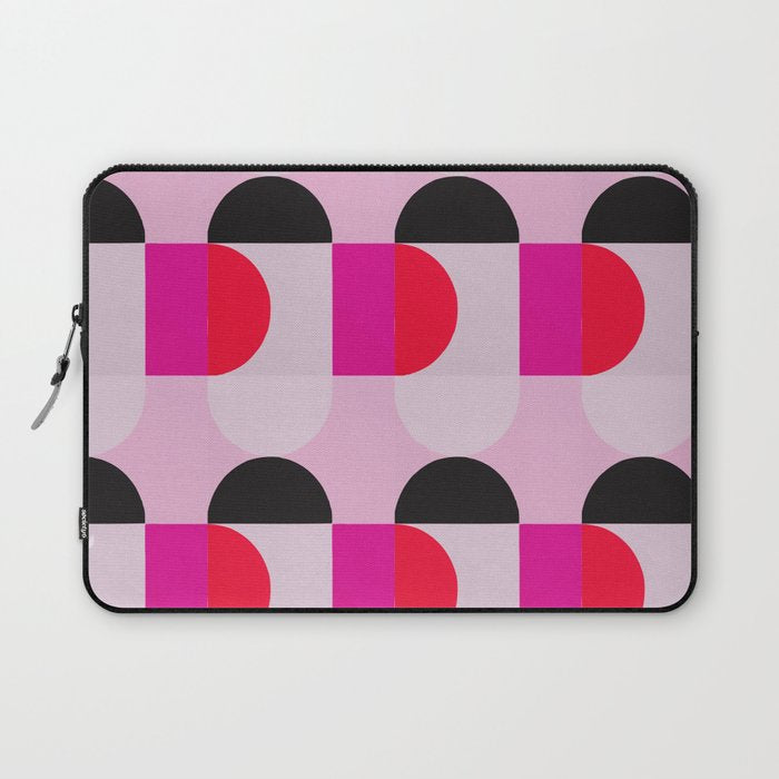 Mid Century Modern Pink Red Black Geometric Laptop Sleeve Gallery Image 1