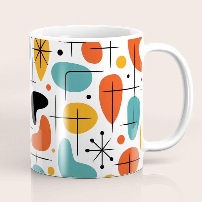 Retro Mid Century Modern Atomic Starburst Pattern Coffee Mug Gallery Image 1