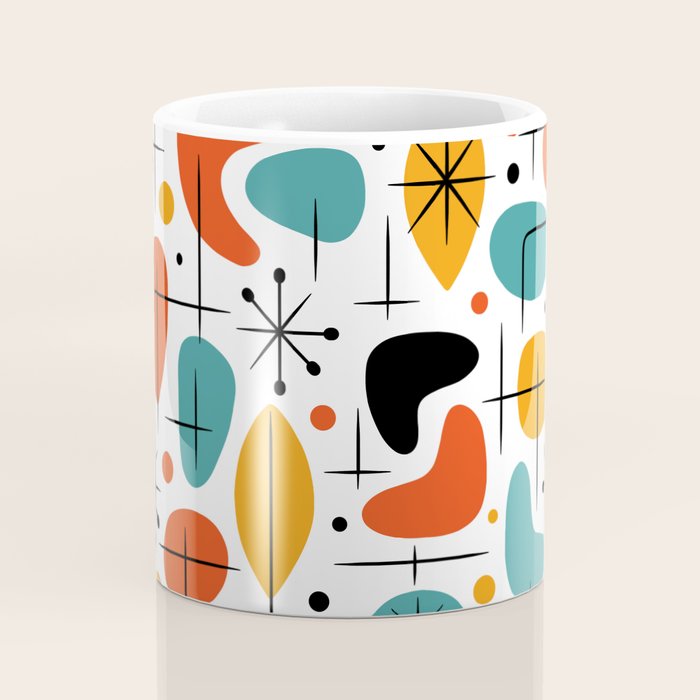 Retro Mid Century Modern Atomic Starburst Pattern Coffee Mug Gallery Image 4
