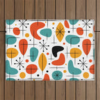 Retro Mid Century Modern Atomic Starburst Pattern Outdoor Rug Gallery Image 1