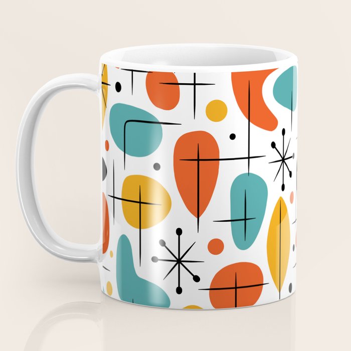 Retro Mid Century Modern Atomic Starburst Pattern Coffee Mug Gallery Image 3