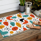 Retro Mid Century Modern Atomic Starburst Pattern Outdoor Rug Gallery Image 2