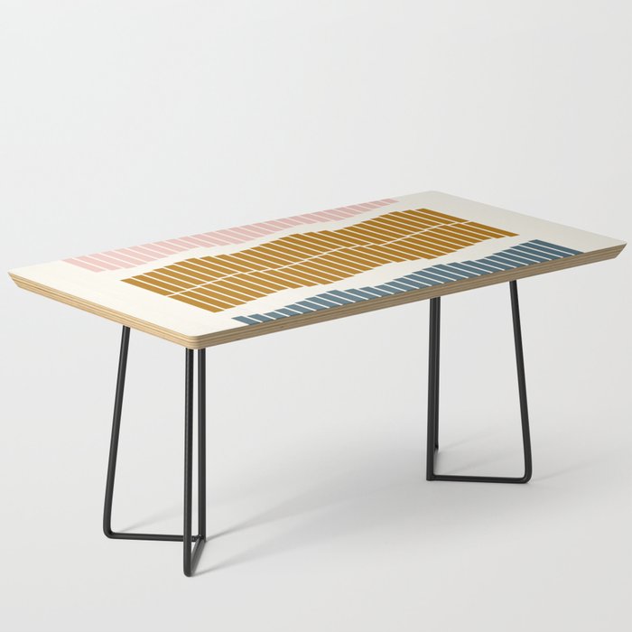 Minimalist Wavy Geometric Pattern in Pink, Gold, and Blue Coffee Table Gallery Image 1
