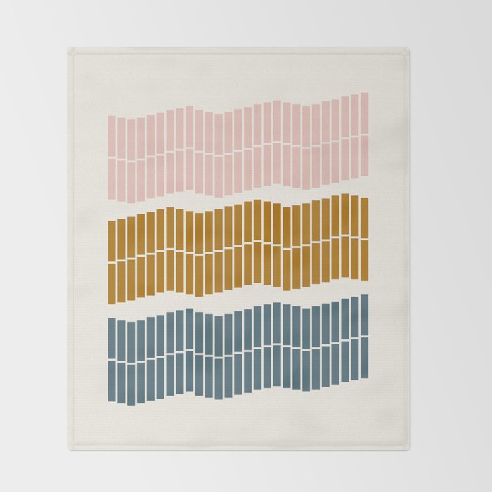 Minimalist Wavy Geometric Pattern in Pink, Gold, and Blue Throw Blanket Gallery Image 2