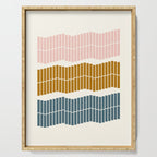 Minimalist Wavy Geometric Pattern in Pink, Gold, and Blue Serving Tray Gallery Image 1
