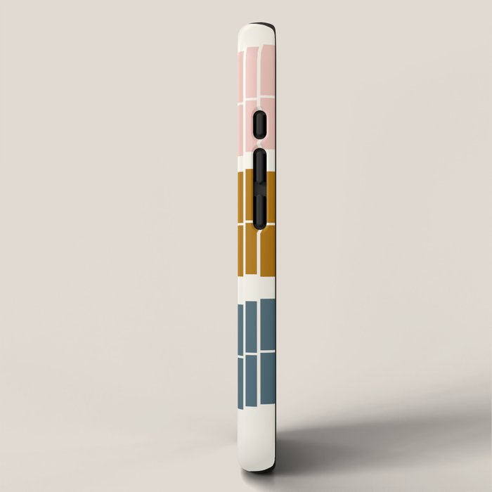 Minimalist Wavy Geometric Pattern in Pink, Gold, and Blue iPhone Case Gallery Image 2