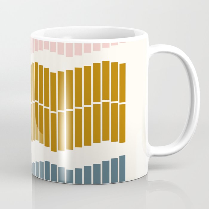 Minimalist Wavy Geometric Pattern in Pink, Gold, and Blue Coffee Mug Gallery Image 1
