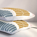 Minimalist Wavy Geometric Pattern in Pink, Gold, and Blue Pillow Sham Gallery Image 3