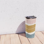 Minimalist Wavy Geometric Pattern in Pink, Gold, and Blue Travel Mug Gallery Image 4