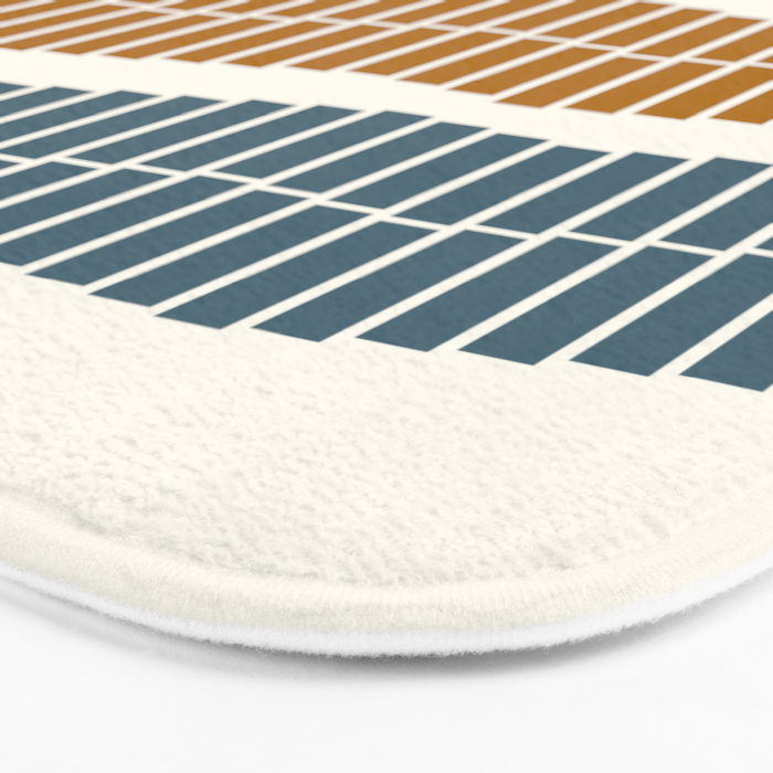 Minimalist Wavy Geometric Pattern in Pink, Gold, and Blue Bath Mat Gallery Image 3
