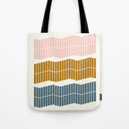 Minimalist Wavy Geometric Pattern in Pink, Gold, and Blue Tote Bag Gallery Image 1