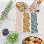Minimalist Wavy Geometric Pattern in Pink, Gold, and Blue Cutting Board Gallery Image 2