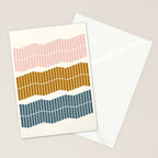 Minimalist Wavy Geometric Pattern in Pink, Gold, and Blue Stationery Card Gallery Image 2