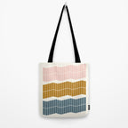 Minimalist Wavy Geometric Pattern in Pink, Gold, and Blue Tote Bag Gallery Image 2